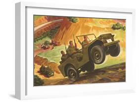Soldiers in Jeeps-null-Framed Art Print