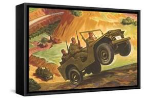 Soldiers in Jeeps-null-Framed Stretched Canvas