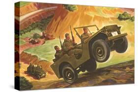 Soldiers in Jeeps-null-Stretched Canvas