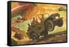 Soldiers in Jeeps-null-Framed Stretched Canvas