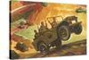 Soldiers in Jeeps-null-Stretched Canvas