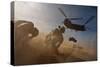 Soldiers in the Dust of a Chinook Helicopter Hauling a Humvee, April 2011-null-Stretched Canvas