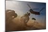 Soldiers in the Dust of a Chinook Helicopter Hauling a Humvee, April 2011-null-Mounted Photo