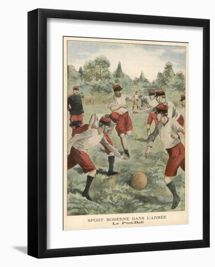 Soldiers in the French Army Enjoy a Game of Football-null-Framed Art Print