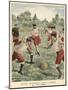 Soldiers in the French Army Enjoy a Game of Football-null-Mounted Art Print