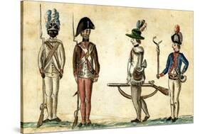 Soldiers in Uniform, 1781-84-Jean Baptiste Antoine de Verger-Stretched Canvas