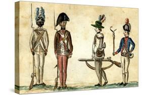 Soldiers in Uniform, 1781-84-Jean Baptiste Antoine de Verger-Stretched Canvas