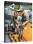 Soldiers Loading Ammunition and Weapons into a Republic P-47 Thunderbolt, Southern England, 1944-null-Stretched Canvas