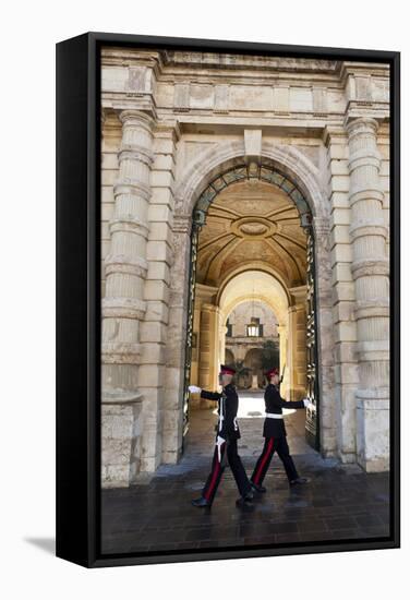 Soldiers Marching, Grand Master's Palace (President's Palace), Valletta, Malta, Europe-Eleanor Scriven-Framed Stretched Canvas