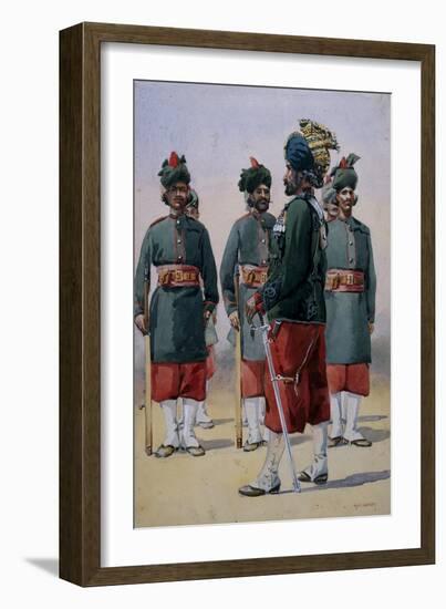 Soldiers of the 127th Queen Mary's Own Baluch Light Infantry, Illustration for 'Armies of India'…-Alfred Crowdy Lovett-Framed Giclee Print