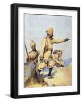 Soldiers of the 24th Punjabis Malikdin Khel (Afridi) and Subadar, Jay Sikh, Illustration for…-Alfred Crowdy Lovett-Framed Giclee Print