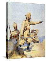 Soldiers of the 24th Punjabis Malikdin Khel (Afridi) and Subadar, Jay Sikh, Illustration for…-Alfred Crowdy Lovett-Stretched Canvas