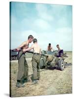 Soldiers of the 3rd Canadian Infantry Division Setting Up an Anti-Aircraft Gun Near Juno Beach-null-Stretched Canvas