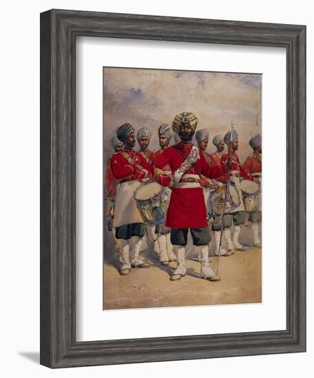 Soldiers of the 45th Rattray's Sikhs 'The Drums' Jat Sikhs, Illustration for 'Armies of India' by…-Alfred Crowdy Lovett-Framed Giclee Print