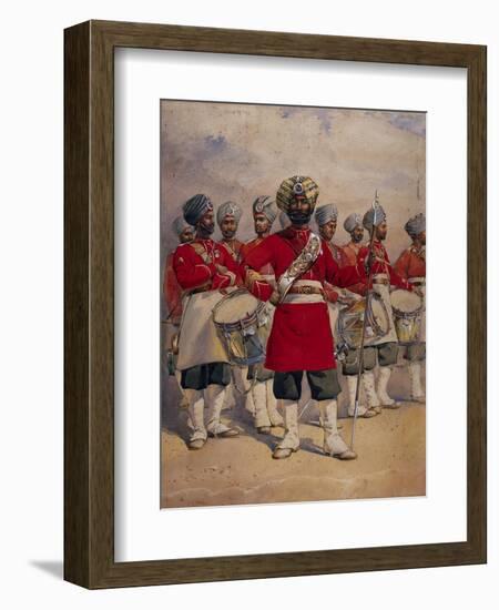 Soldiers of the 45th Rattray's Sikhs 'The Drums' Jat Sikhs, Illustration for 'Armies of India' by…-Alfred Crowdy Lovett-Framed Giclee Print