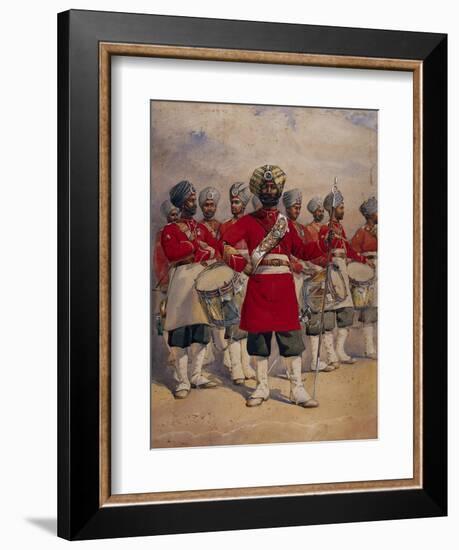 Soldiers of the 45th Rattray's Sikhs 'The Drums' Jat Sikhs, Illustration for 'Armies of India' by…-Alfred Crowdy Lovett-Framed Giclee Print