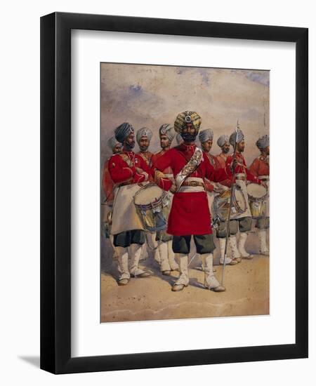 Soldiers of the 45th Rattray's Sikhs 'The Drums' Jat Sikhs, Illustration for 'Armies of India' by…-Alfred Crowdy Lovett-Framed Giclee Print