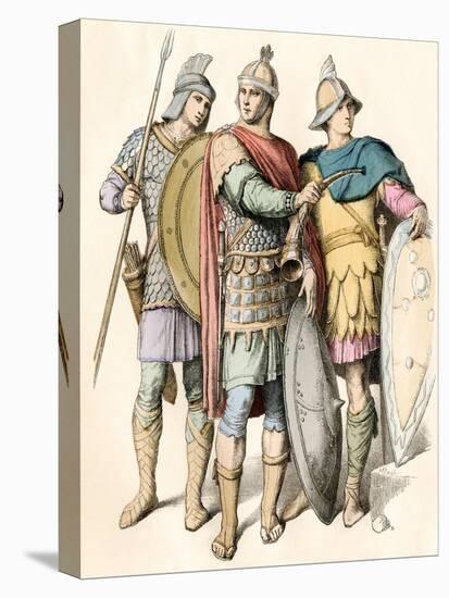 Soldiers of the Eastern Roman Empire with Shields and Spear-null-Stretched Canvas