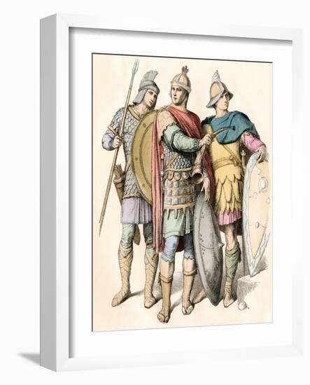 Soldiers of the Eastern Roman Empire with Shields and Spear-null-Framed Giclee Print