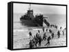 Soldiers of the U.S. Army Invade the Beach During Operation Torch in North Africa-null-Framed Stretched Canvas