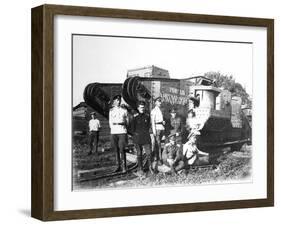 Soldiers of the Volunteer Army before the Tank 'General Drozdovsky, 1919-null-Framed Giclee Print