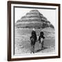 Soldiers on Camels and Step Pyramid Photograph - Egypt-Lantern Press-Framed Art Print