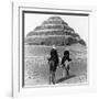 Soldiers on Camels and Step Pyramid Photograph - Egypt-Lantern Press-Framed Art Print