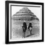 Soldiers on Camels and Step Pyramid Photograph - Egypt-Lantern Press-Framed Art Print