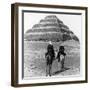 Soldiers on Camels and Step Pyramid Photograph - Egypt-Lantern Press-Framed Art Print