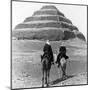 Soldiers on Camels and Step Pyramid Photograph - Egypt-Lantern Press-Mounted Art Print
