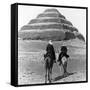 Soldiers on Camels and Step Pyramid Photograph - Egypt-Lantern Press-Framed Stretched Canvas