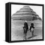 Soldiers on Camels and Step Pyramid Photograph - Egypt-Lantern Press-Framed Stretched Canvas