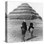 Soldiers on Camels and Step Pyramid Photograph - Egypt-Lantern Press-Stretched Canvas