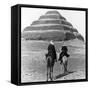 Soldiers on Camels and Step Pyramid Photograph - Egypt-Lantern Press-Framed Stretched Canvas