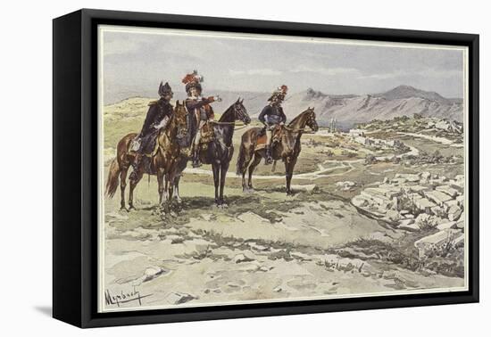 Soldiers on Horseback Surveying Nicopolis-Felicien Baron De Myrbach-rheinfeld-Framed Stretched Canvas