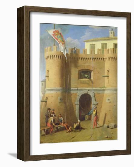 Soldiers Outside a Fortified Castle-Michele Giambono-Framed Giclee Print