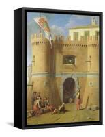 Soldiers Outside a Fortified Castle-Michele Giambono-Framed Stretched Canvas