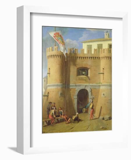 Soldiers Outside a Fortified Castle-Michele Giambono-Framed Giclee Print