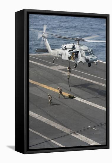Soldiers Rappel from an Mh-60S Sea Hawk Helicopter-null-Framed Stretched Canvas