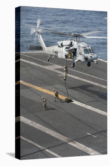 Soldiers Rappel from an Mh-60S Sea Hawk Helicopter-null-Stretched Canvas