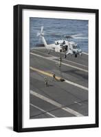 Soldiers Rappel from an Mh-60S Sea Hawk Helicopter-null-Framed Photographic Print