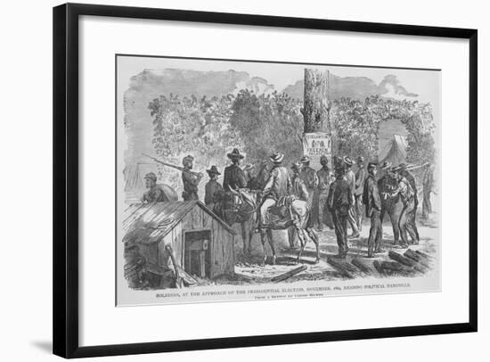 Soldiers Read Postings on Election of 1864-Frank Leslie-Framed Art Print