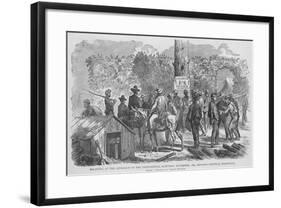 Soldiers Read Postings on Election of 1864-Frank Leslie-Framed Art Print