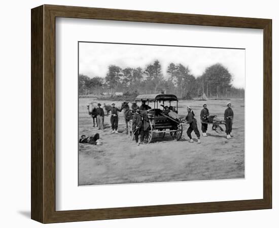 Soldiers Running Ambulance Drill, Civil War-Lantern Press-Framed Art Print