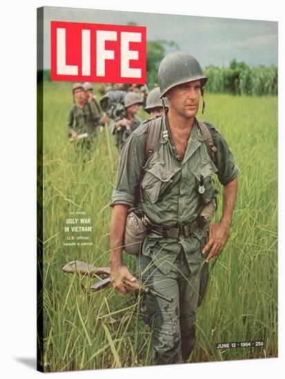 Soldiers Walking Through Grass in Vietnam, June 12, 1964-Larry Burrows-Stretched Canvas