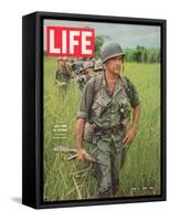 Soldiers Walking Through Grass in Vietnam, June 12, 1964-Larry Burrows-Framed Stretched Canvas