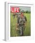 Soldiers Walking Through Grass in Vietnam, June 12, 1964-Larry Burrows-Framed Photographic Print