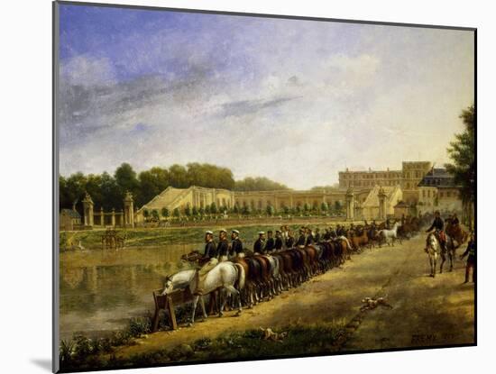 Soldiers Watering their Horses at Versailles in 1862-Jacques Marie Noel Fremy-Mounted Giclee Print