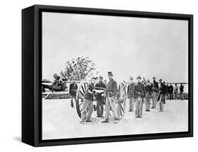 Soldiers with Cannon, Civil War-Lantern Press-Framed Stretched Canvas