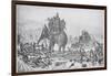 Soldiers with Elephant Crossing River-null-Framed Giclee Print